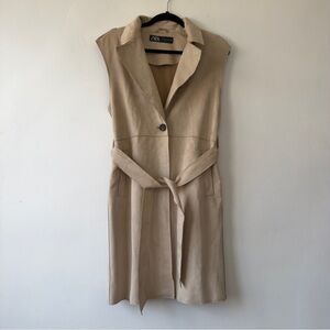 Zara Beige Suede-Look Sleeveless Vest